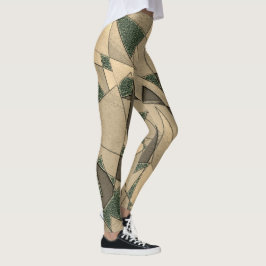 Beige driehoekige snede op de donkergroene achterg leggings