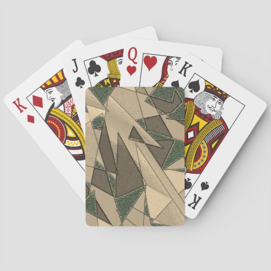 Beige driehoekige snede op de donkergroene achterg pokerkaarten (Achterkant)