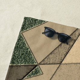 Beige driehoekige snede op de donkergroene achterg strandlaken