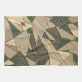 Beige driehoekige snede op de donkergroene achterg theedoek (Horizontaal)