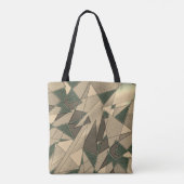 Beige driehoekige snede op de donkergroene achterg tote bag (Achterkant)