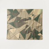 Beige driehoekige snede op de donkergroene achterg wandkleed (Voorkant (horizontaal))