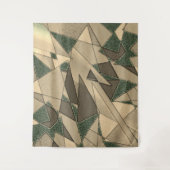 Beige driehoekige snede op de donkergroene achterg wandkleed (Voorkant)