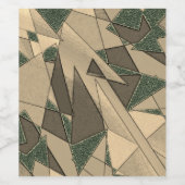 Beige driehoekige snede op de donkergroene achterg wijn etiket (Enkel label)