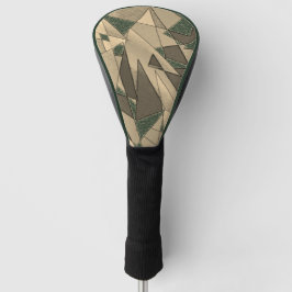 Beige driehoekige uitsparing op 'donkergroene acht golfheadcover