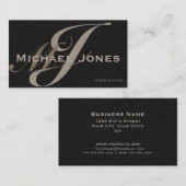 Beige Dubbel Monogram Professioneel Modern Visitekaartje (Voorkant / Achterkant)