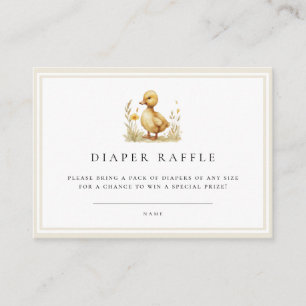 Beige Duck Baby shower Luier Raffle Ticket Informatiekaartje