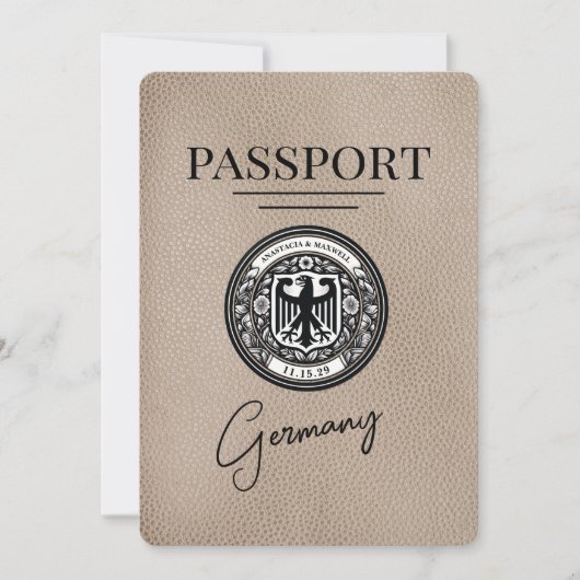 Beige Duitsland paspoort Bewaar de datum Save The Date (Voorkant)