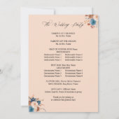 Beige & Dusty Blauw Bloemen Huwelijksprogramma - B Kaart (Achterkant)