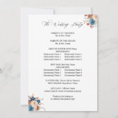 Beige & Dusty Blue Floral bruiloft ceremonie progr Kaart (Achterkant)
