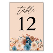 Beige & Dusty Blue Floral Tafelnummer - Beige (Achterkant)