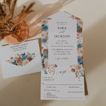 Beige & Dusty Blue Floral Wedding All In One Uitnodiging<br><div class="desc">Handbeschilderd, Blush Champagne Beige & Dusty Blue waterverf rozen en rustieke bladeren werden gebruikt om deze moderne & elegante, mooie, creëer All In 1 bruiloft uitnodiging. Je krijgt de invitaties & RSVP's in 1, waardoor het makkelijk is om je RSVP's terug te krijgen als briefkaart. Ze zijn geweldig voor lentebruiloften,...</div>