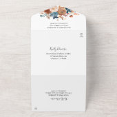 Beige & Dusty Blue Floral Wedding All In One Uitnodiging (Buitenkant)