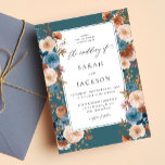 Beige & Dusty Blue Floral Wedding S2 - Blauwgroen Kaart<br><div class="desc">Handbeschilderd, Blush Champagne Beige & Dusty Blue waterverf rozen en rustieke bladeren op Blauwgroen Groen werden gebruikt om deze moderne & elegante, mooie, bloemrijke bruiloft uitnodiging te creëer. Het is geweldig voor voorjaarsbruiloften, strandbruiloften, zomerbruiloften, bestemmingsbruiloften, herfstbruiloften en winterbruiloften. Eenvoudig creëer uw huwelijksuitnodiging met onze sjablonen. Voer gewoon uw gegevens in...</div>