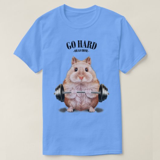 Beige Dwarf Hamster Muscle Training Weightlifting T-shirt (Design voorkant)