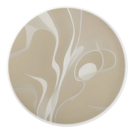 Beige Dynamic Abstracte Vormen Keramische Knop (Voorkant)