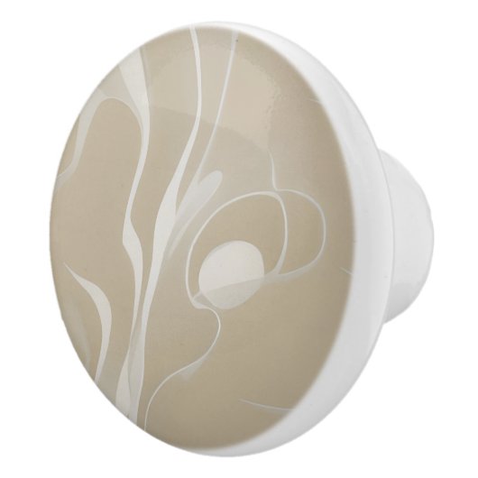 Beige Dynamic Abstracte Vormen Keramische Knop (Rechts)