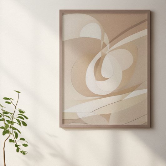 Beige Dynamic Abstracte Vormen Poster