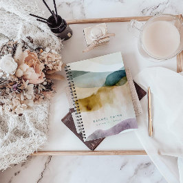 Beige Earth Tone Abstracte Waterverf Gepersonalise Notitieboek