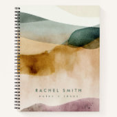 Beige Earth Tone Abstracte Waterverf Gepersonalise Notitieboek (Voorkant)