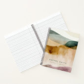 Beige Earth Tone Abstracte Waterverf Gepersonalise Notitieboek (Binnen)