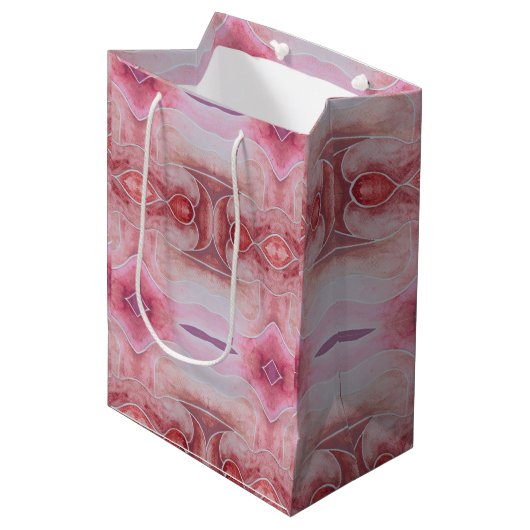 Beige Earth Toned Diamond Waterverf met de hand ge Medium Cadeauzakje (Voorkant Gekanteld)