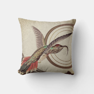 Beige Earthy Hummingbird   Ernst Haeckel geïnspir Kussen