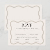 Beige & Ecru Elegant Modern Minimaal Golvend Lijst RSVP Kaartje (Voorkant / Achterkant)