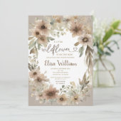 Beige Een beetje Wildbloemen Meisje Baby shower Kaart (Staand voorkant)
