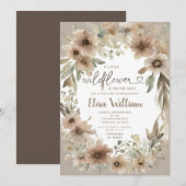 Beige Een beetje Wildbloemen Meisje Baby shower Kaart (Voorkant / Achterkant)