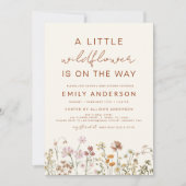 Beige Een beetje Wildflower Baby shower Kaart (Voorkant)