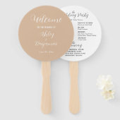 Beige Eenvoudig Huwelijksceremonie Programma Handwaaier (Voorkant en achterkant)