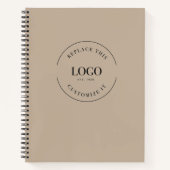 Beige Eenvoudige Aangepaste logo website Bedrijfs- Notitieboek (Voorkant)