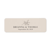 Beige eenvoudige botanische bruiloft sigaar band etiket (Voorkant)