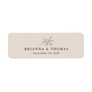 Beige eenvoudige botanische bruiloft sigaar band etiket