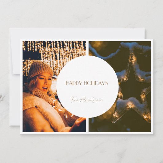 Beige Eenvoudige Collage Kerstmis Fotokaart Bedankkaart (Voorkant)