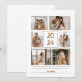 Beige Eenvoudige Familiefoto Vrolijke Kerst Kaart (Voorkant / Achterkant)