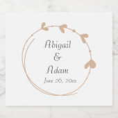 Beige eenvoudige hart krans bruiloft sparkling wijnetiket (Enkel label)