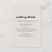 Beige eenvoudige minimalistische foto bruiloft det informatiekaartje (Voorkant)