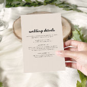 Beige eenvoudige minimalistische foto bruiloft det informatiekaartje