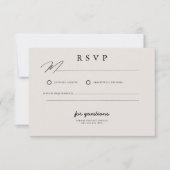 Beige eenvoudige minimalistische foto bruiloft RSVP kaartje (Voorkant)