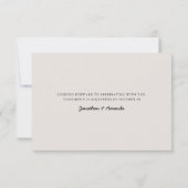 Beige eenvoudige minimalistische foto bruiloft RSVP kaartje (Achterkant)