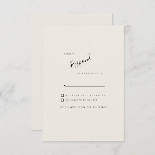 Beige Eenvoudige Moderne Bruiloft RSVP (Voorkant / Achterkant)