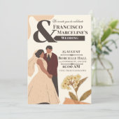 Beige Eenvoudige Scrapbook Trouw Uitnodiging (Staand voorkant)