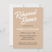 Beige eenvoudige stijl bruiloft repetitie diner kaart (Voorkant)