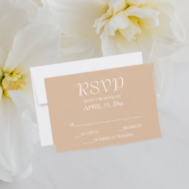 Beige eenvoudige stijl bruiloft RSVP kaartje