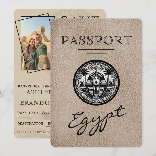 Beige Egypt Huwelijk Save the Date (Voorkant / Achterkant)