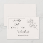 Beige Elegance Bewaar de Datum RSVP Kaartje (Voorkant / Achterkant)