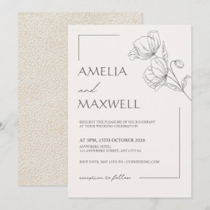 Beige Elegance Kant bruiloft uitnodiging