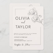 Beige Elegance minimalist Wedding Invitation Kaart (Voorkant / Achterkant)